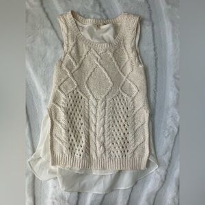 Moth Cream Cable-Knit Sweater tank with sheet flowy camisole XSP